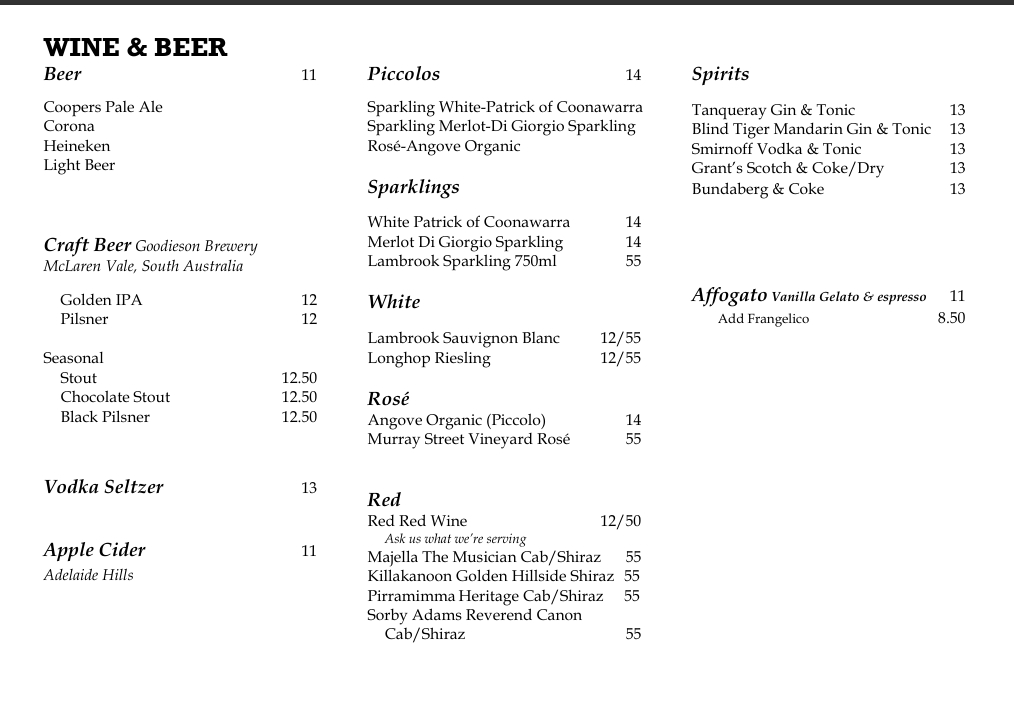 Menu page 2
